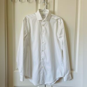 NWOT Calvin Klein Shirt Mens SZ M White Slim Stretch Button Up Formal Dress